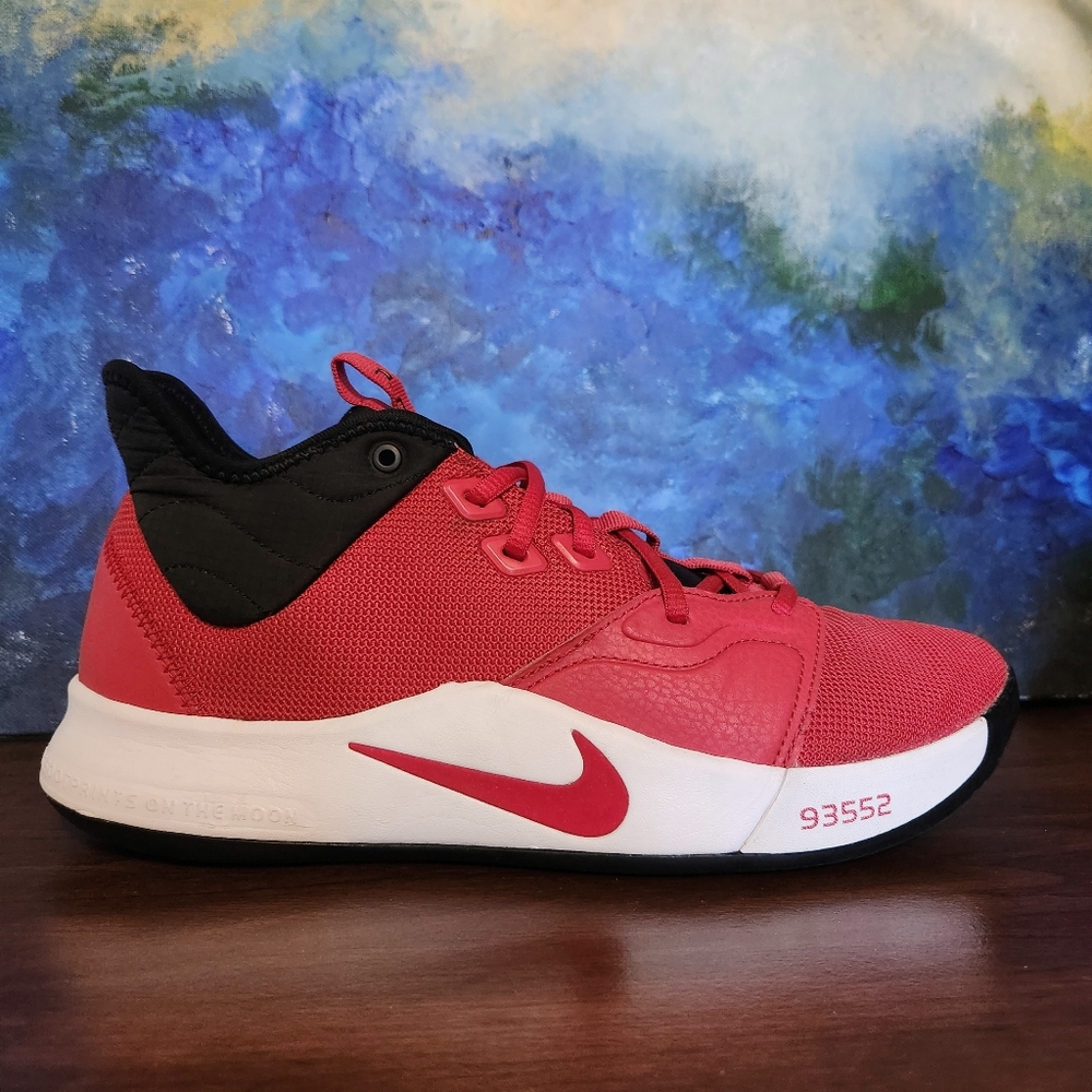 Nike Men's PG 3 Basketball Shoes, University Red/White/Black, Size: 9